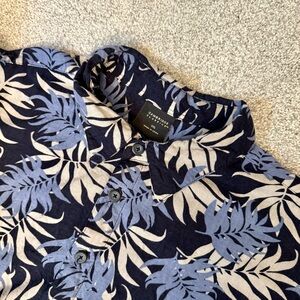Cambridge Classics Men’s Blue/Tan/Blk Short Sleeve Hawaiian‎ Button Down Sz XXL